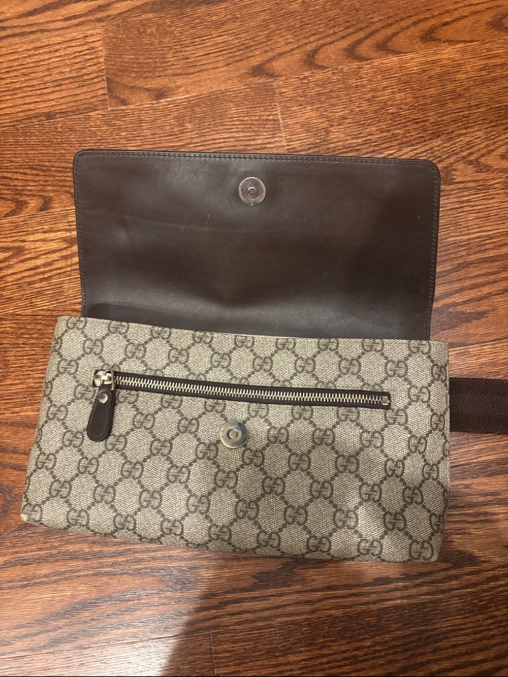 Gucci Brown Monogram Canvas & Dark Brown Leather Belt Bag - Picture 4 of 5